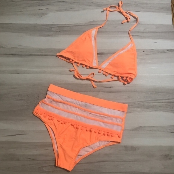 𝅺POM Pom High Waist Tassle Bikini Swim set - Picture 4 of 7